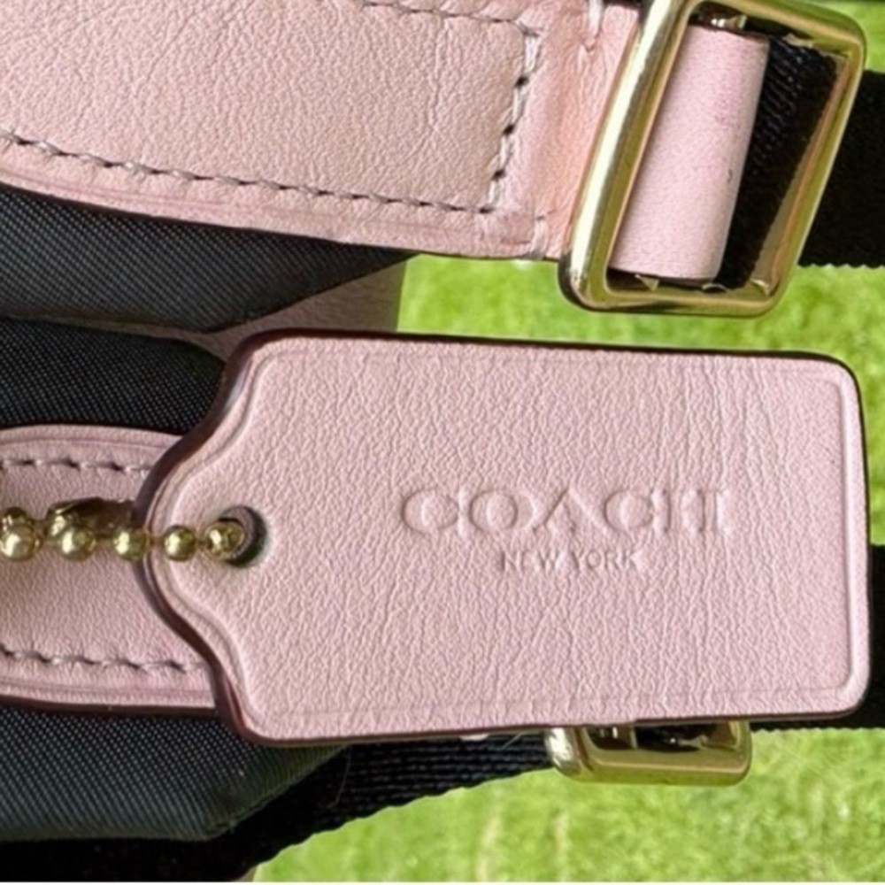 Coach Signature Canvas Backpack in Beige and Pink - Picture 3 of 11
